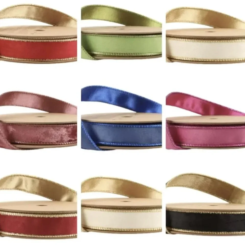 Reversible Classic Velvet Wired Ribbon Christmas Craft Supplies 10 Yard Roll